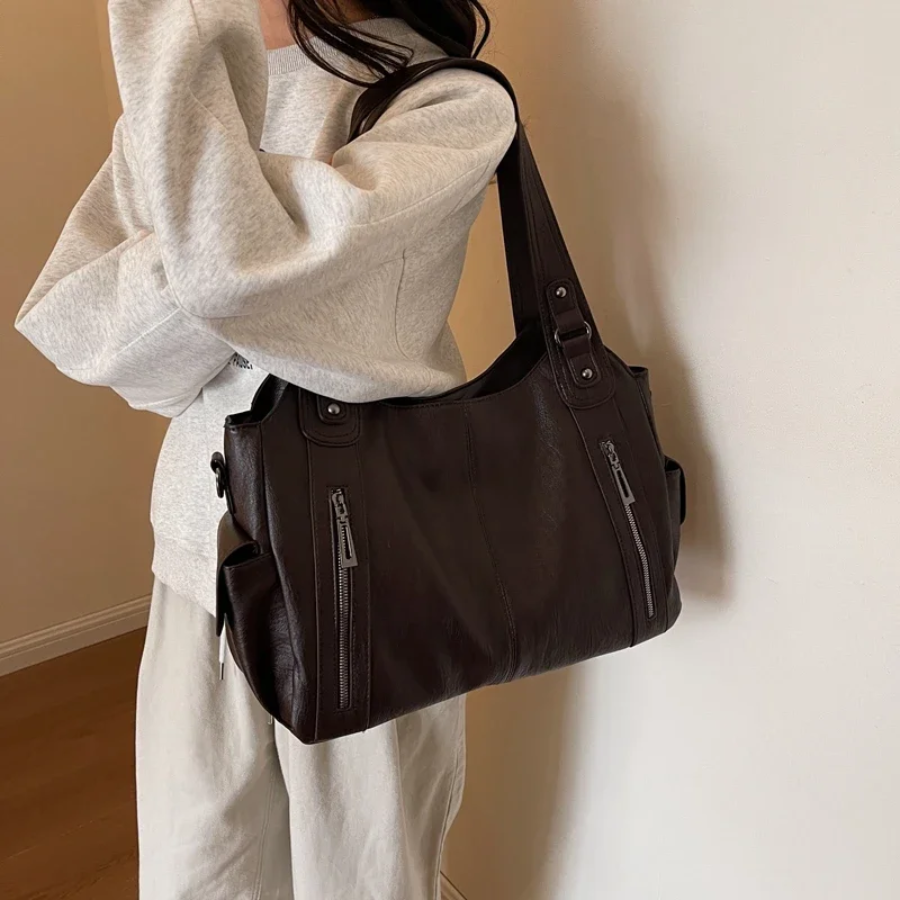 Uma | Dual Zipper Large Capacity Shoulder Bag