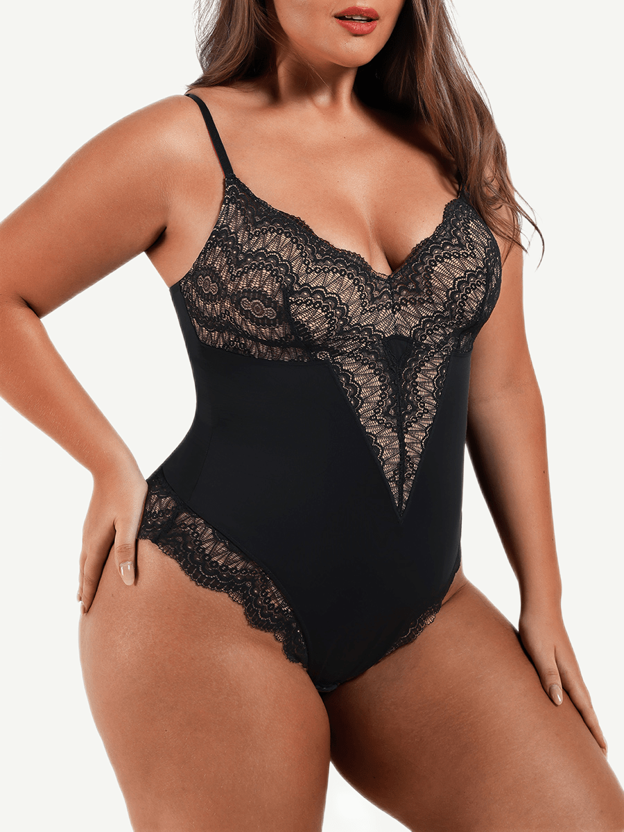 Lace Deep V-Neck Bodysuit