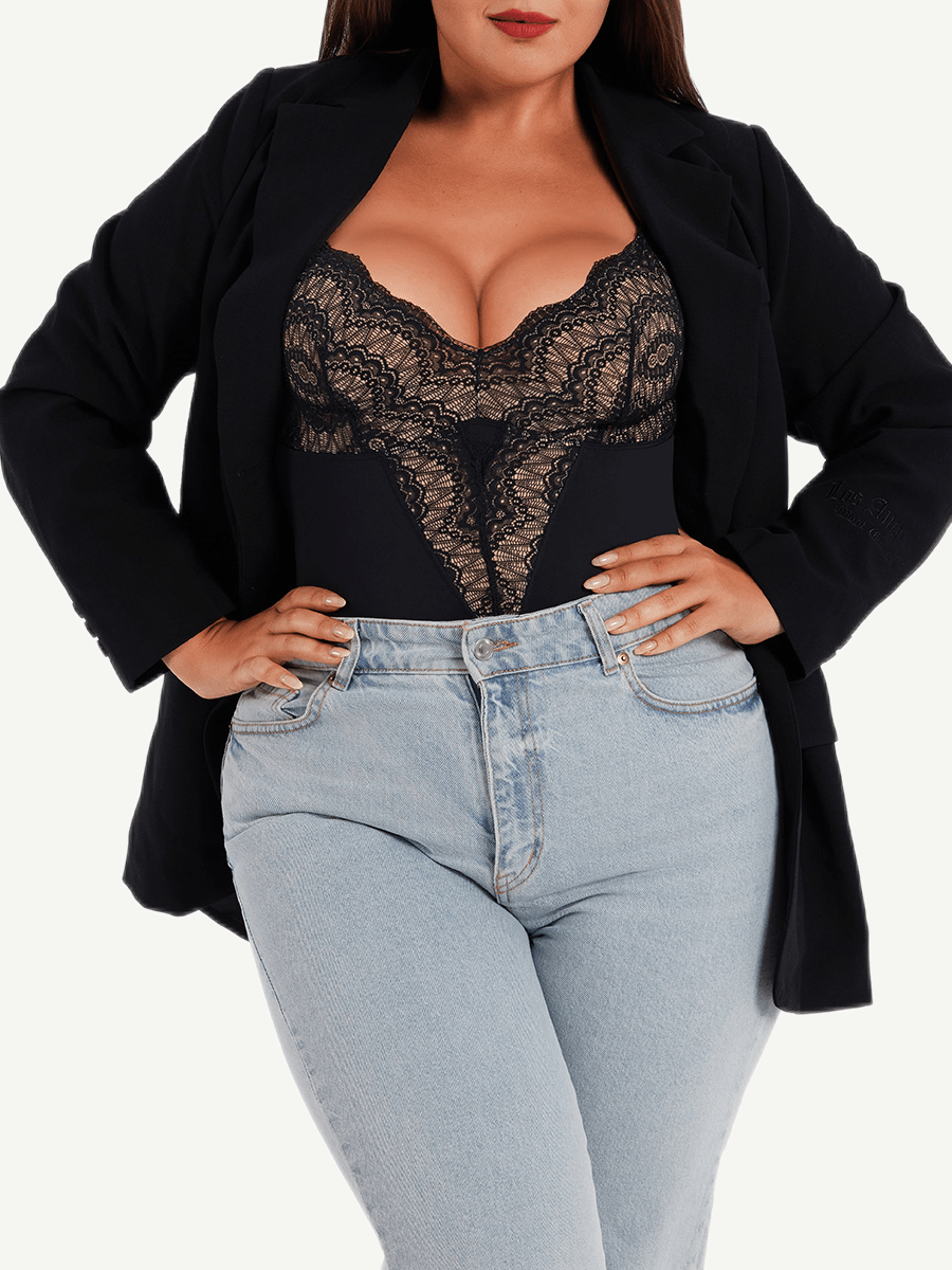 Lace Deep V-Neck Bodysuit