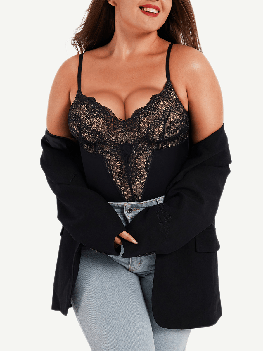 Lace Deep V-Neck Bodysuit