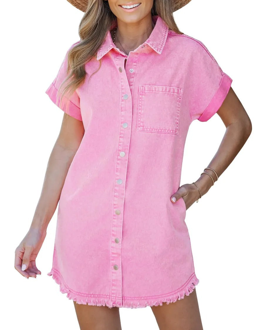 Elara™ Denim Shirt Dress