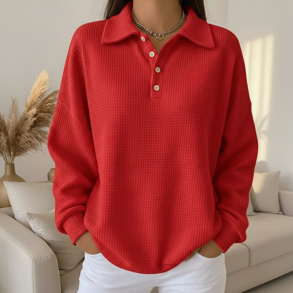 NANCY  | Soft Knit Polo Sweater