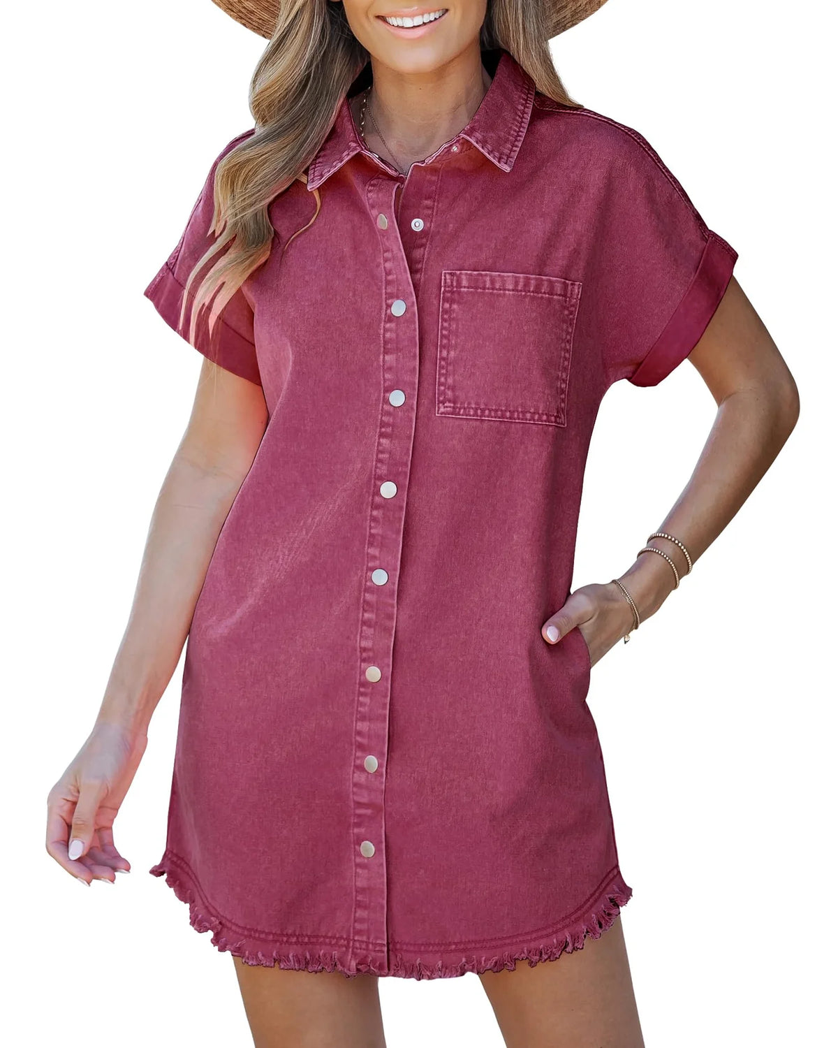 Elara™ Denim Shirt Dress