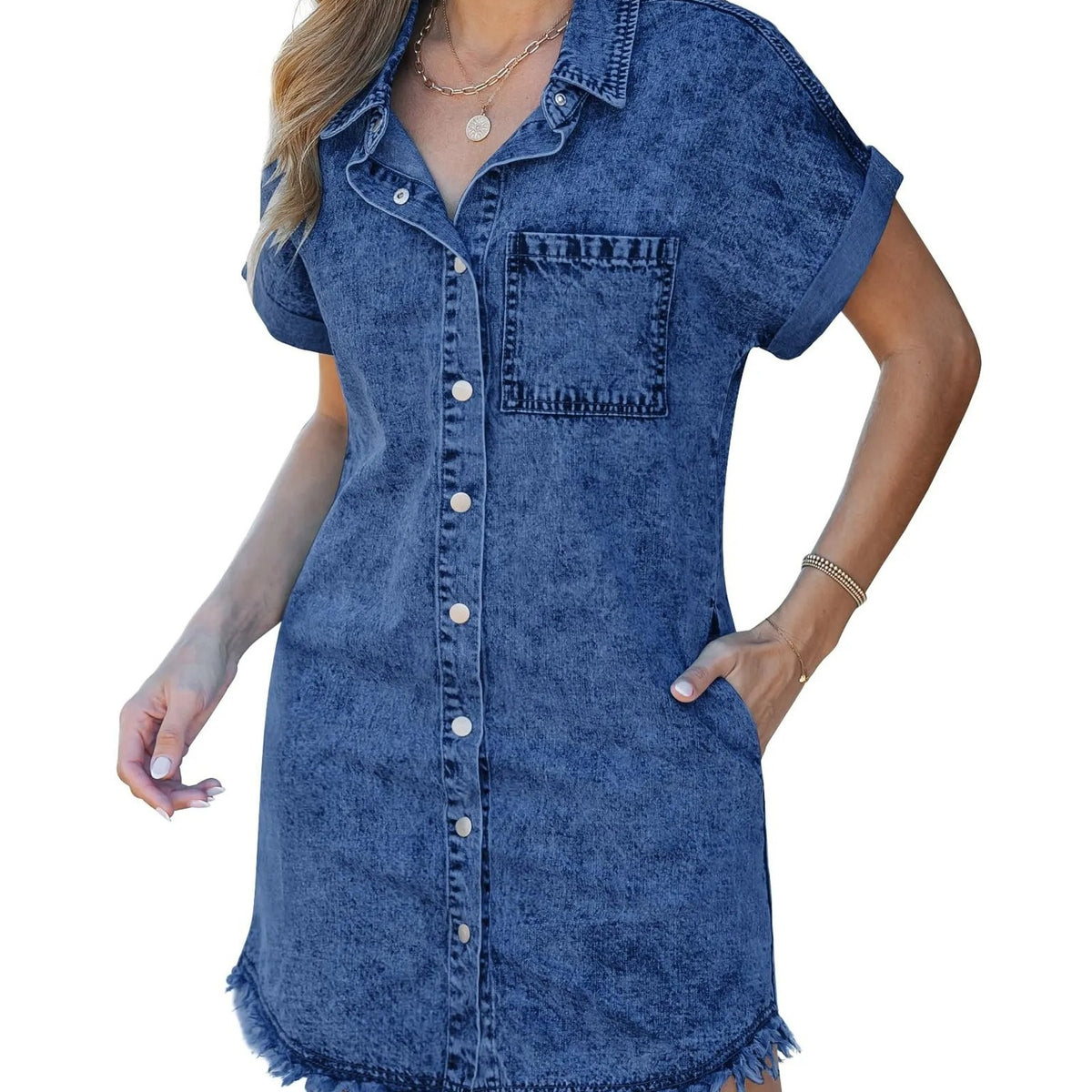 Elara™ Denim Shirt Dress