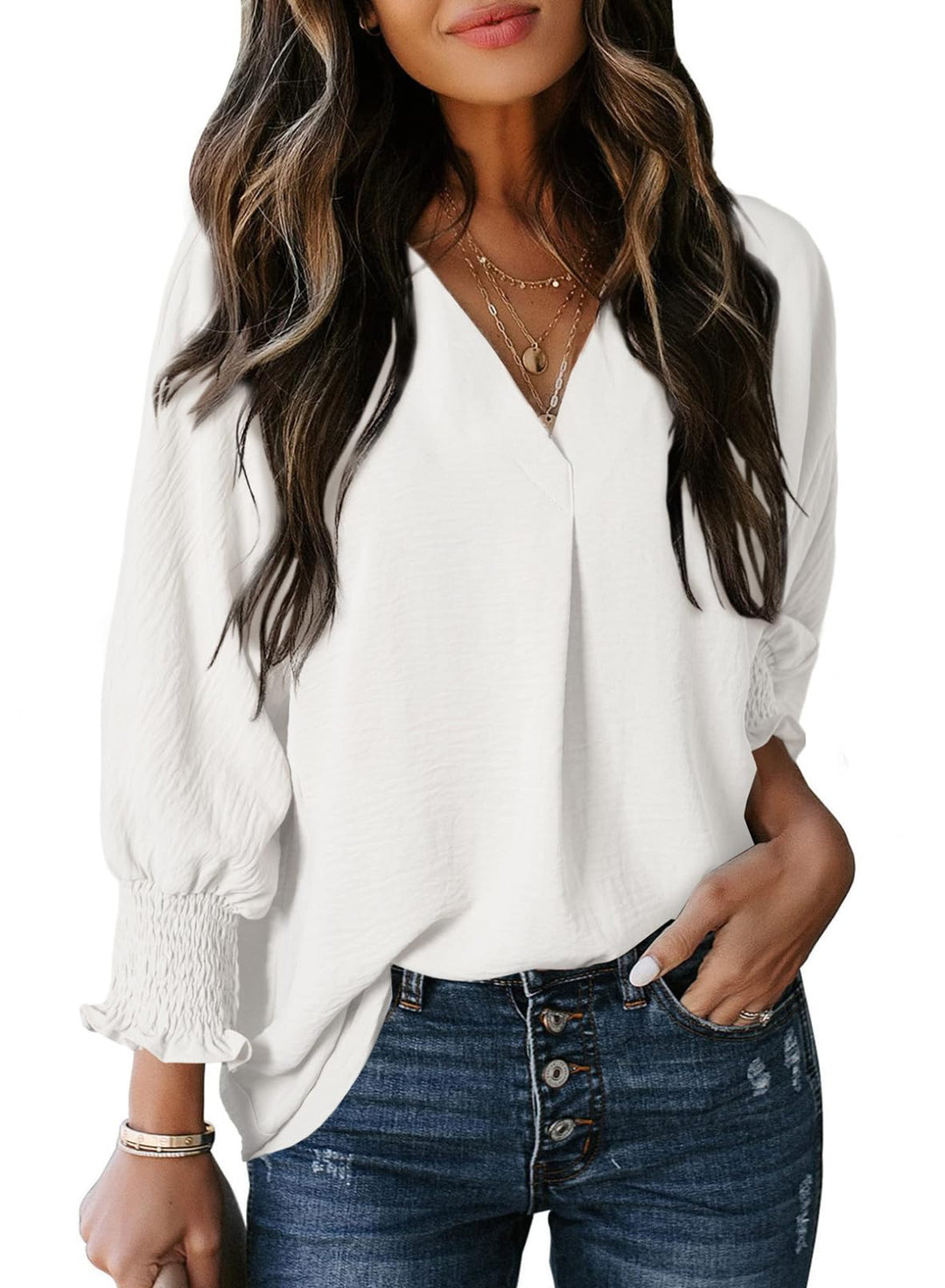 ANNIE | V Neck Basic Blouse