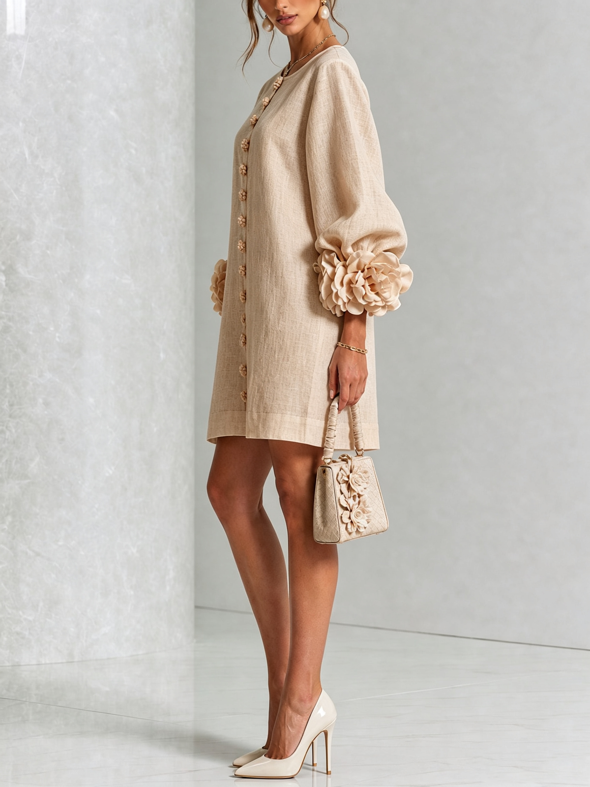 Charlotte™ | Elegant Floral Cuff Mini Dress