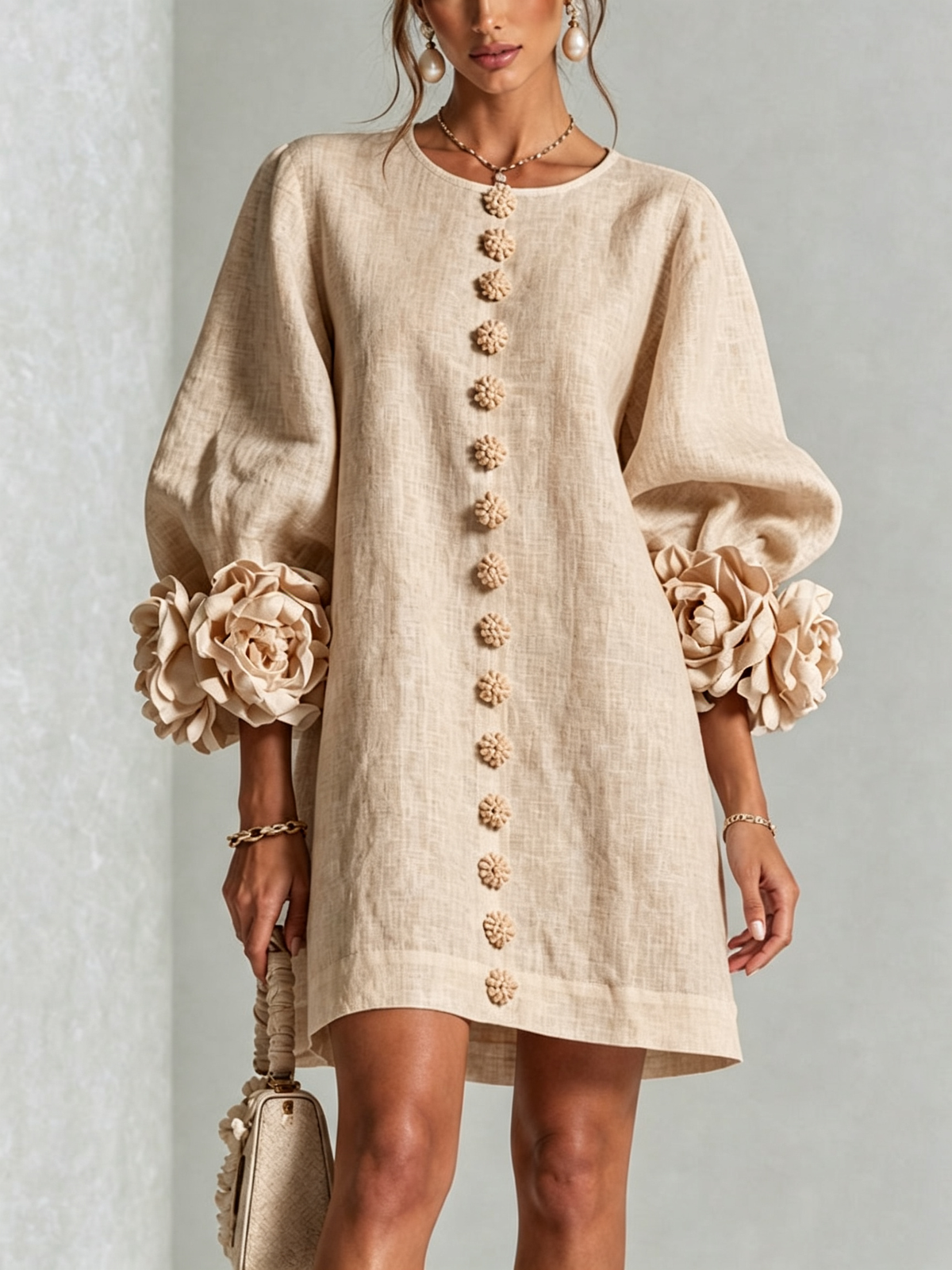 Charlotte™ | Elegant Floral Cuff Mini Dress