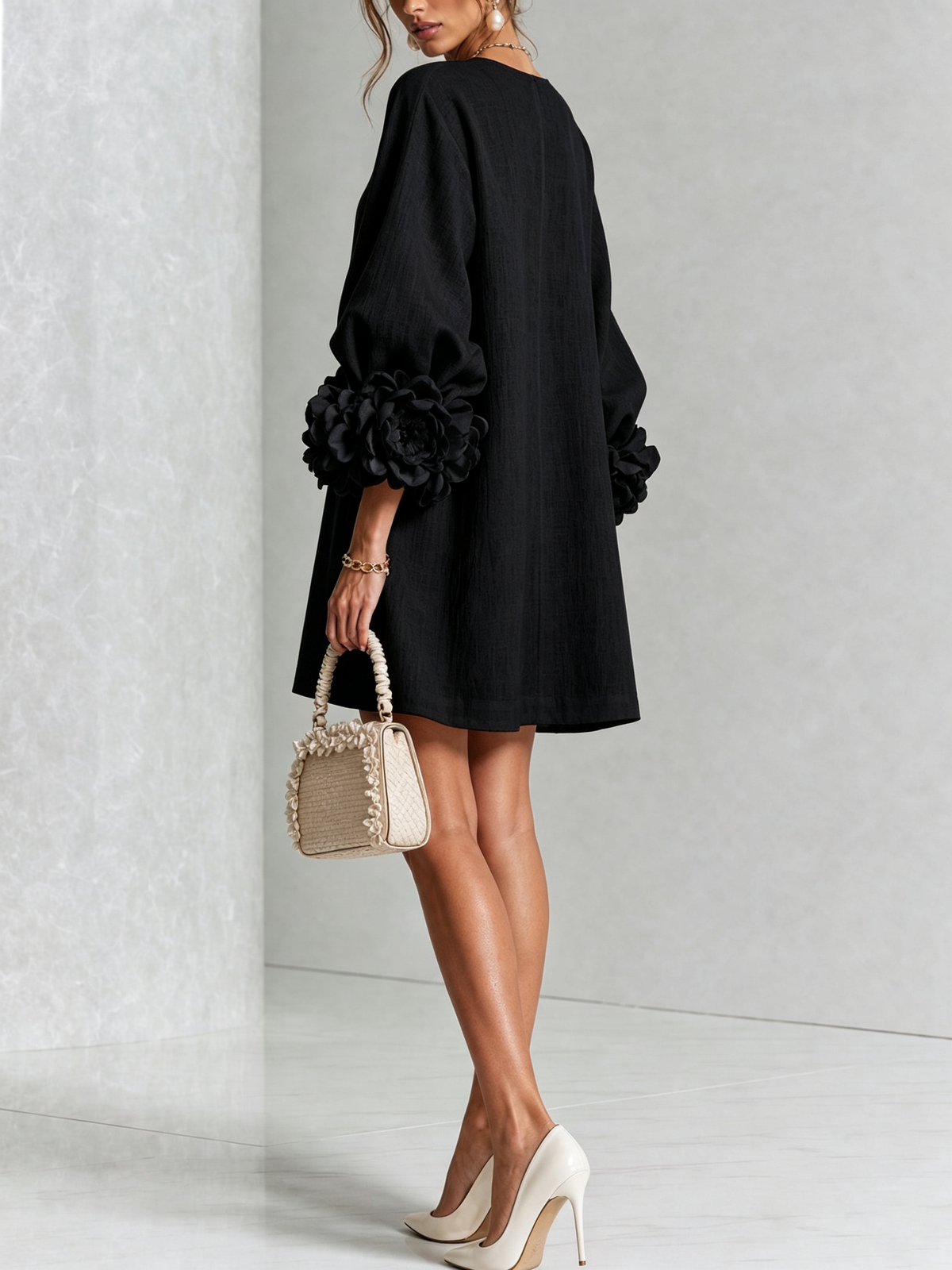 Charlotte™ | Elegant Floral Cuff Mini Dress
