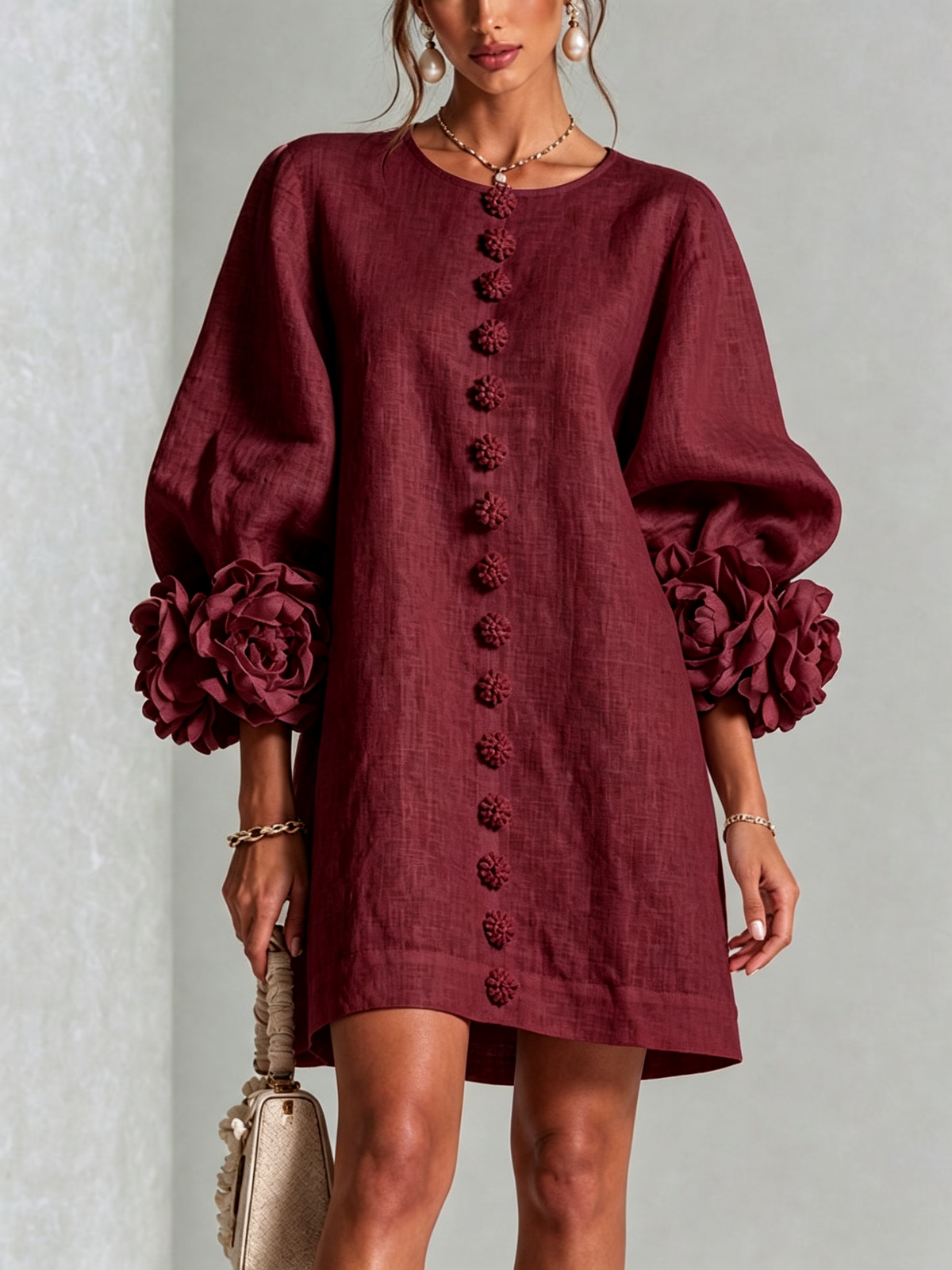 Charlotte™ | Elegant Floral Cuff Mini Dress