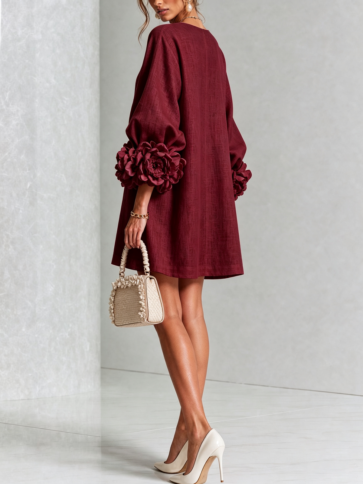 Charlotte™ | Elegant Floral Cuff Mini Dress