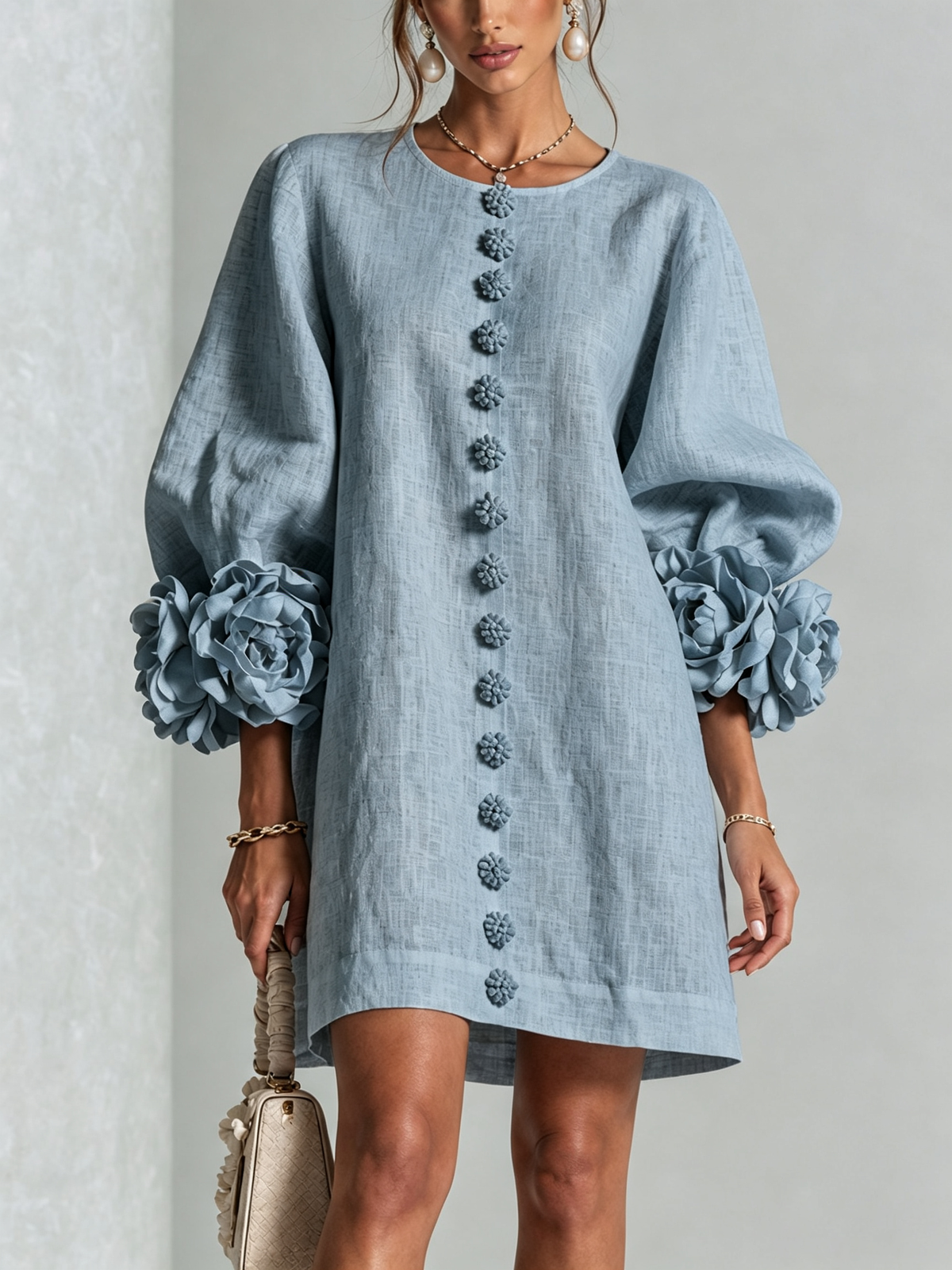 Charlotte™ | Elegant Floral Cuff Mini Dress