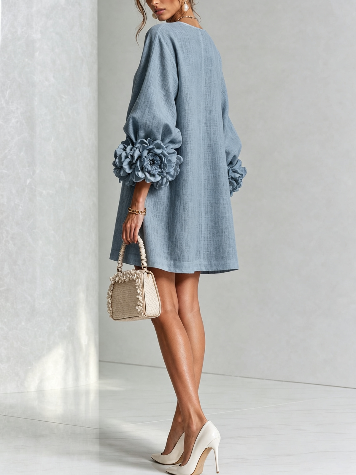 Charlotte™ | Elegant Floral Cuff Mini Dress