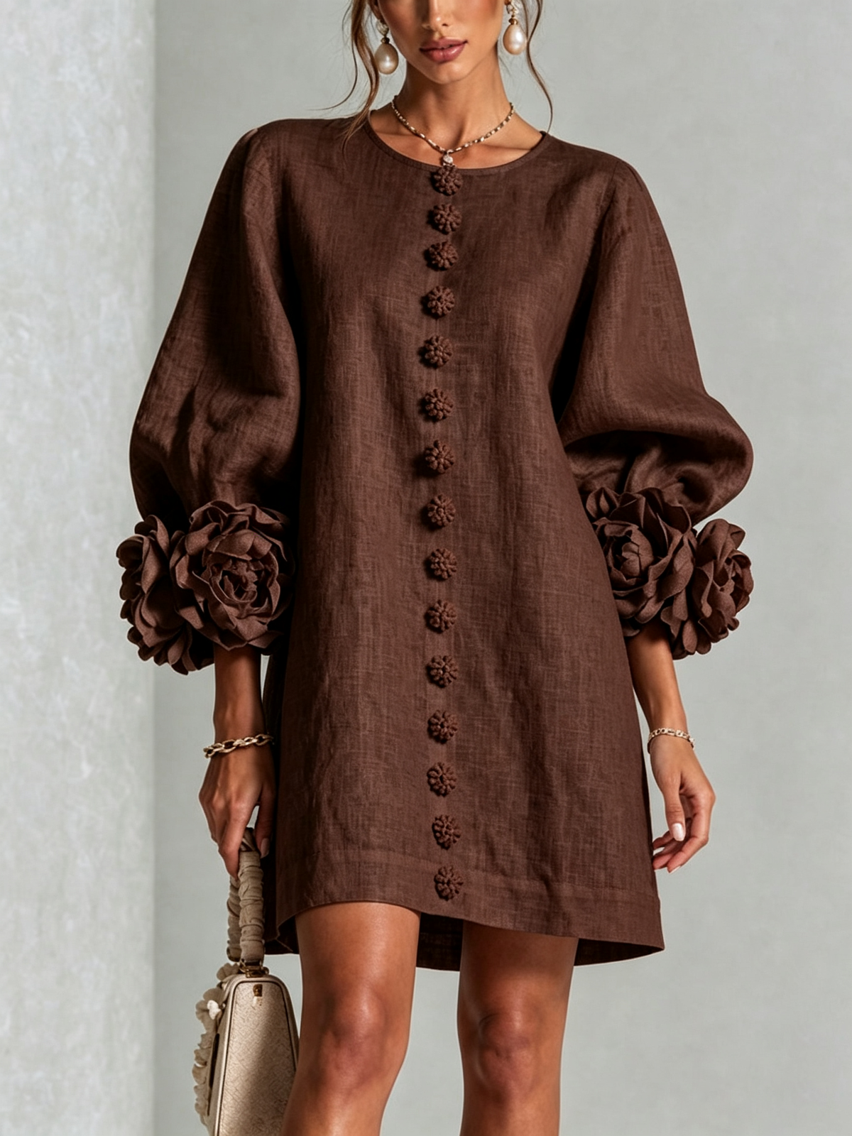 Charlotte™ | Elegant Floral Cuff Mini Dress