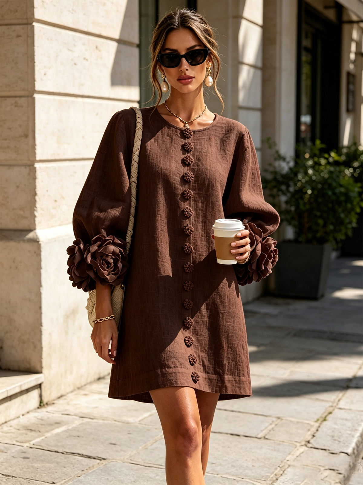 Charlotte™ | Elegant Floral Cuff Mini Dress