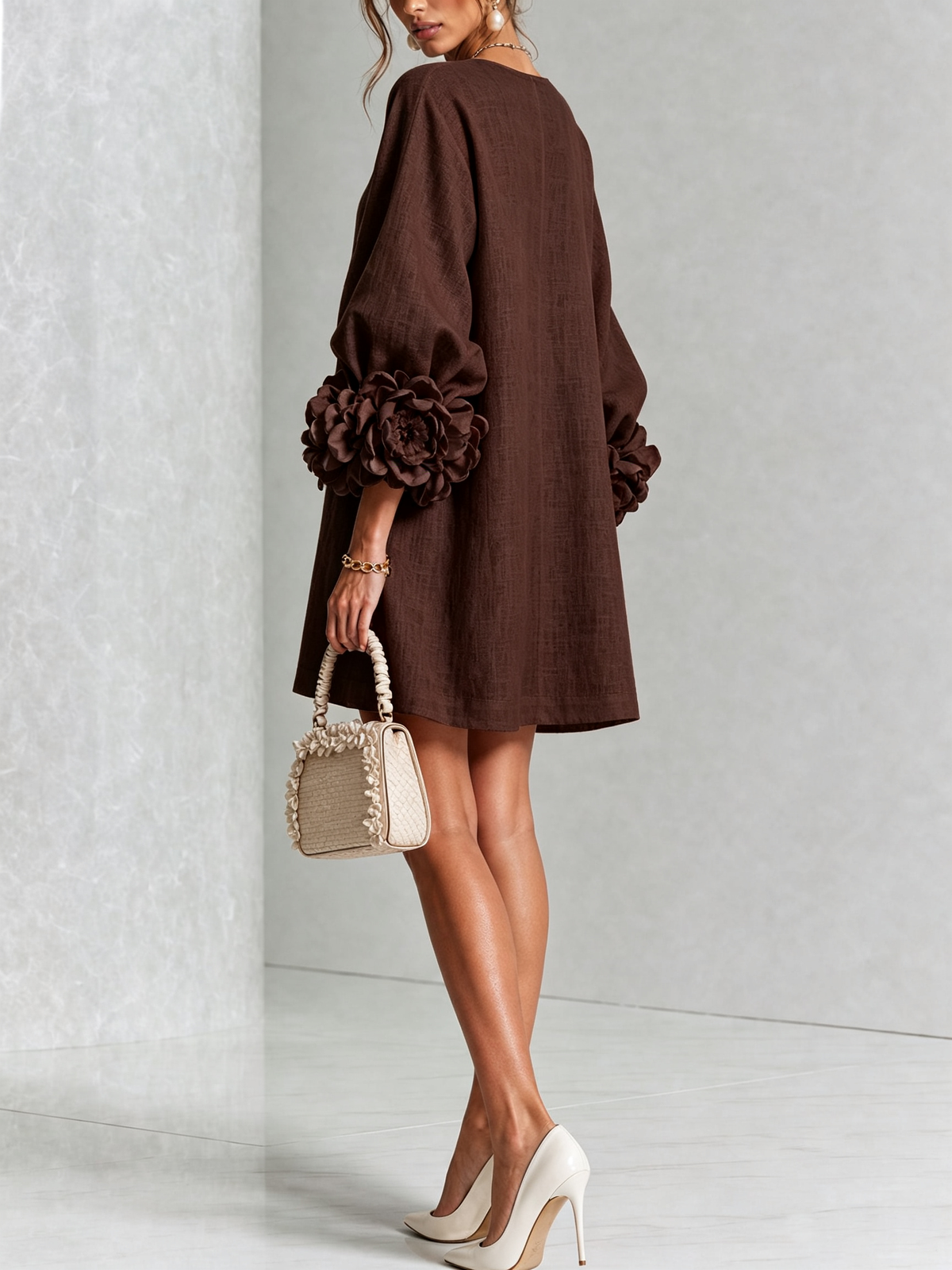 Charlotte™ | Elegant Floral Cuff Mini Dress