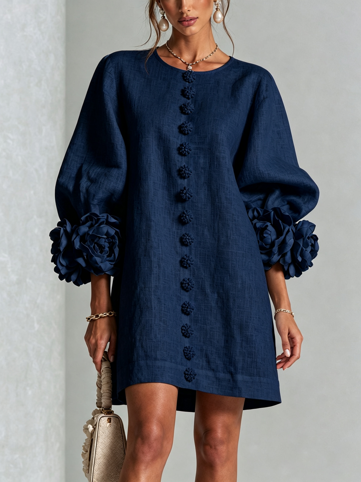 Charlotte™ | Elegant Floral Cuff Mini Dress