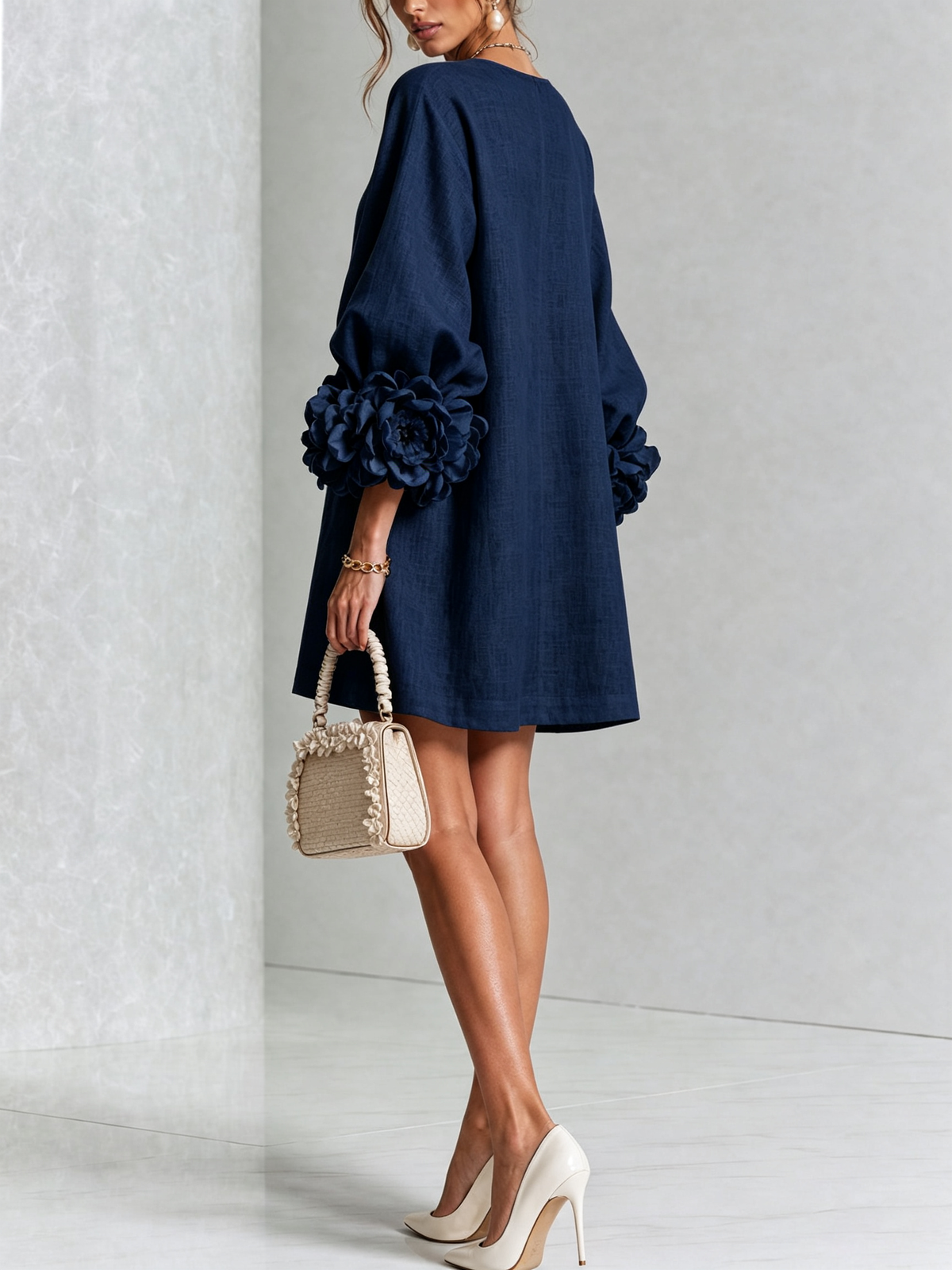 Charlotte™ | Elegant Floral Cuff Mini Dress