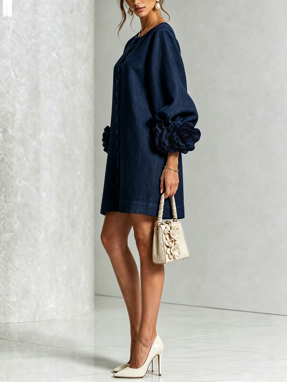 Charlotte™ | Elegant Floral Cuff Mini Dress