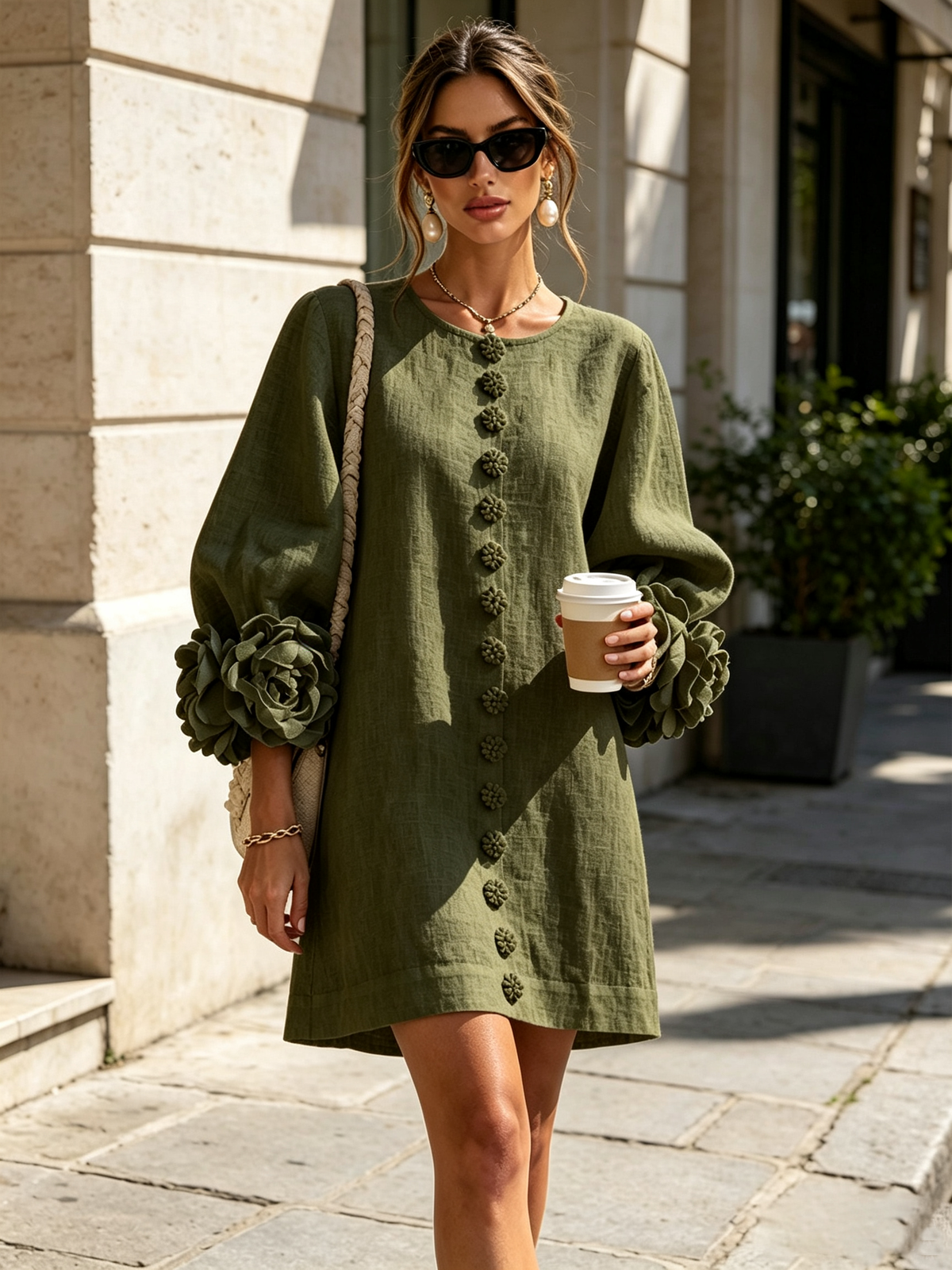 Charlotte™ | Elegant Floral Cuff Mini Dress