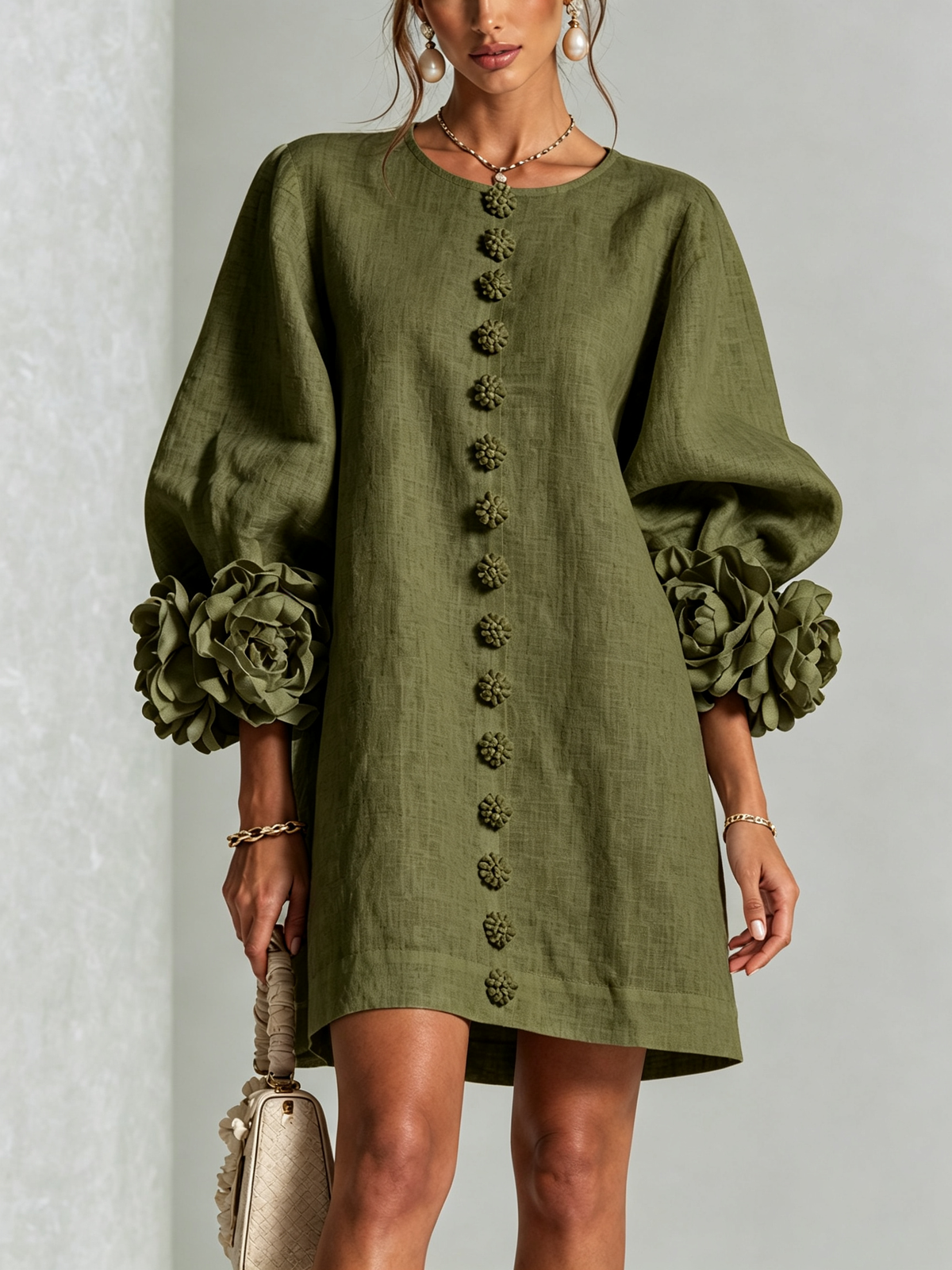 Charlotte™ | Elegant Floral Cuff Mini Dress