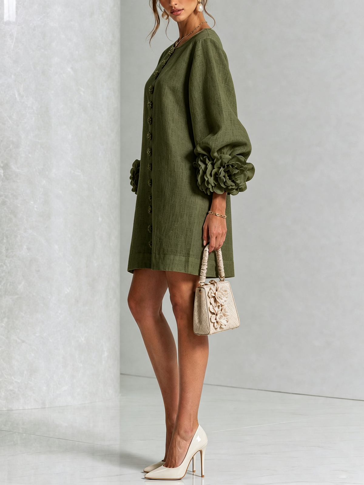 Charlotte™ | Elegant Floral Cuff Mini Dress