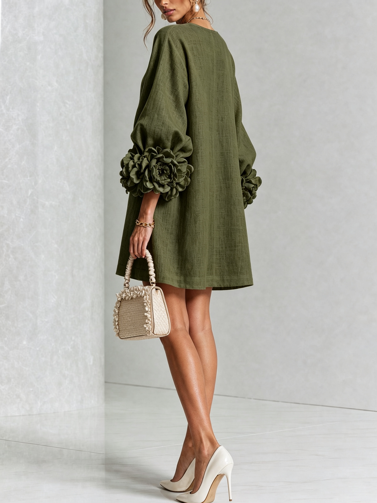 Charlotte™ | Elegant Floral Cuff Mini Dress