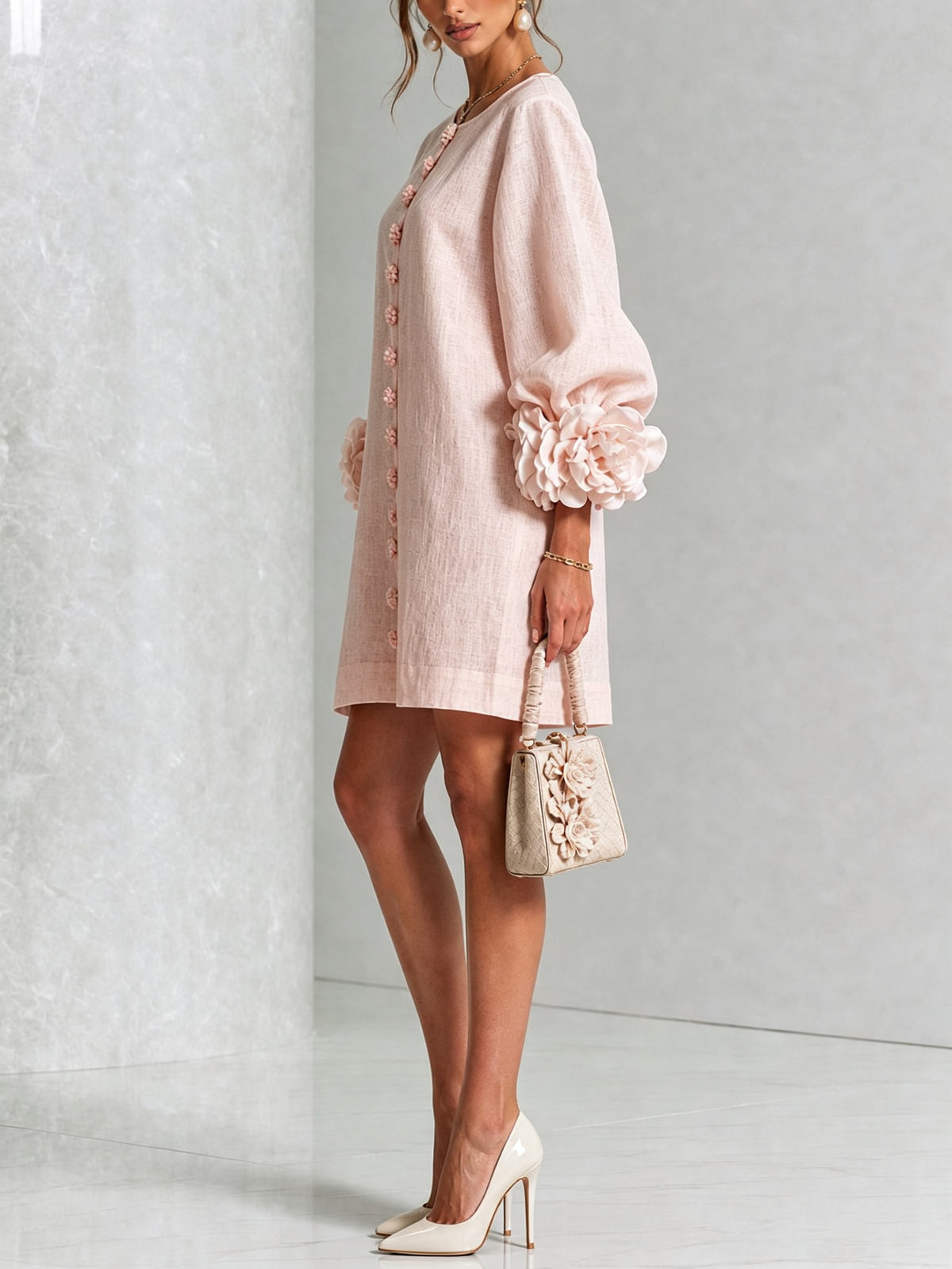 Charlotte™ | Elegant Floral Cuff Mini Dress