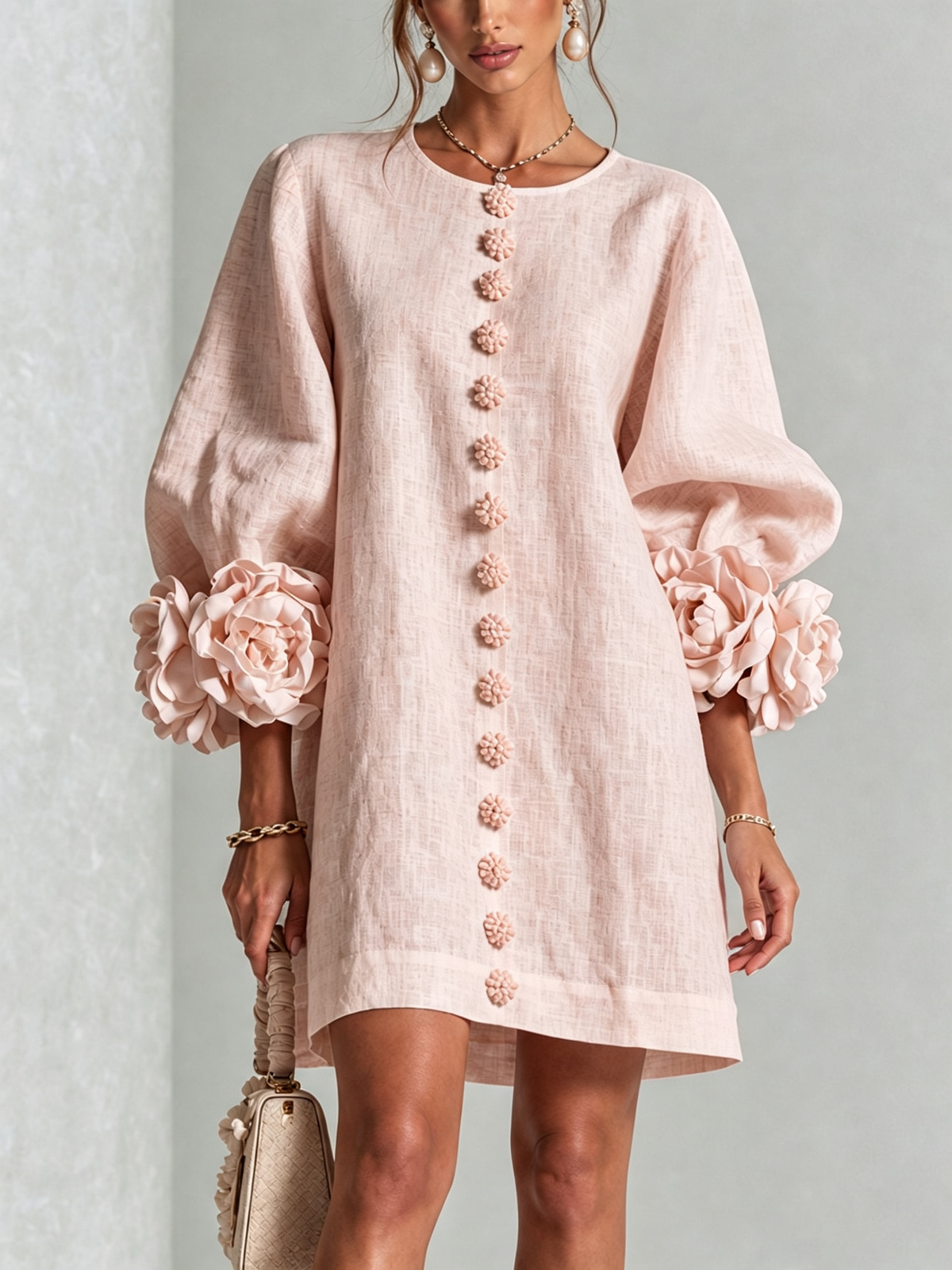 Charlotte™ | Elegant Floral Cuff Mini Dress