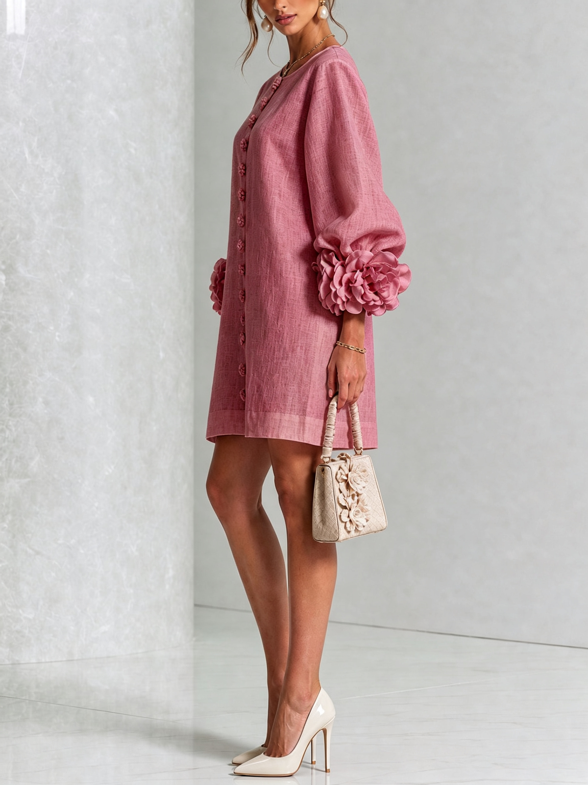 Charlotte™ | Elegant Floral Cuff Mini Dress