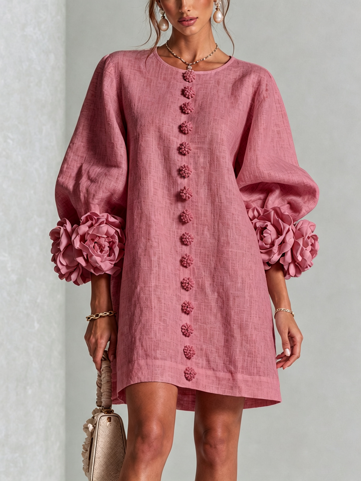 Charlotte™ | Elegant Floral Cuff Mini Dress