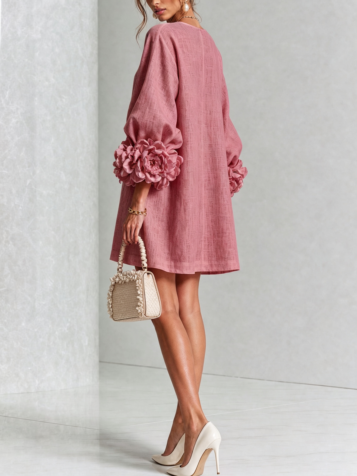 Charlotte™ | Elegant Floral Cuff Mini Dress