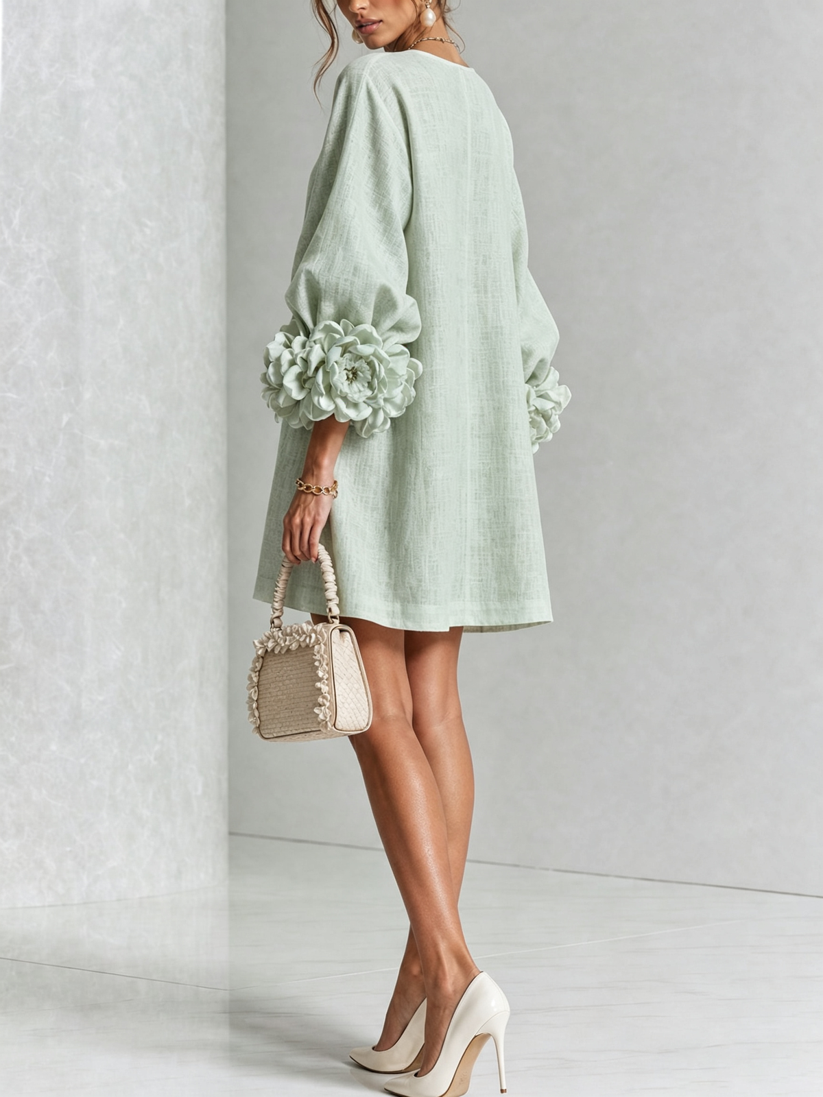 Charlotte™ | Elegant Floral Cuff Mini Dress