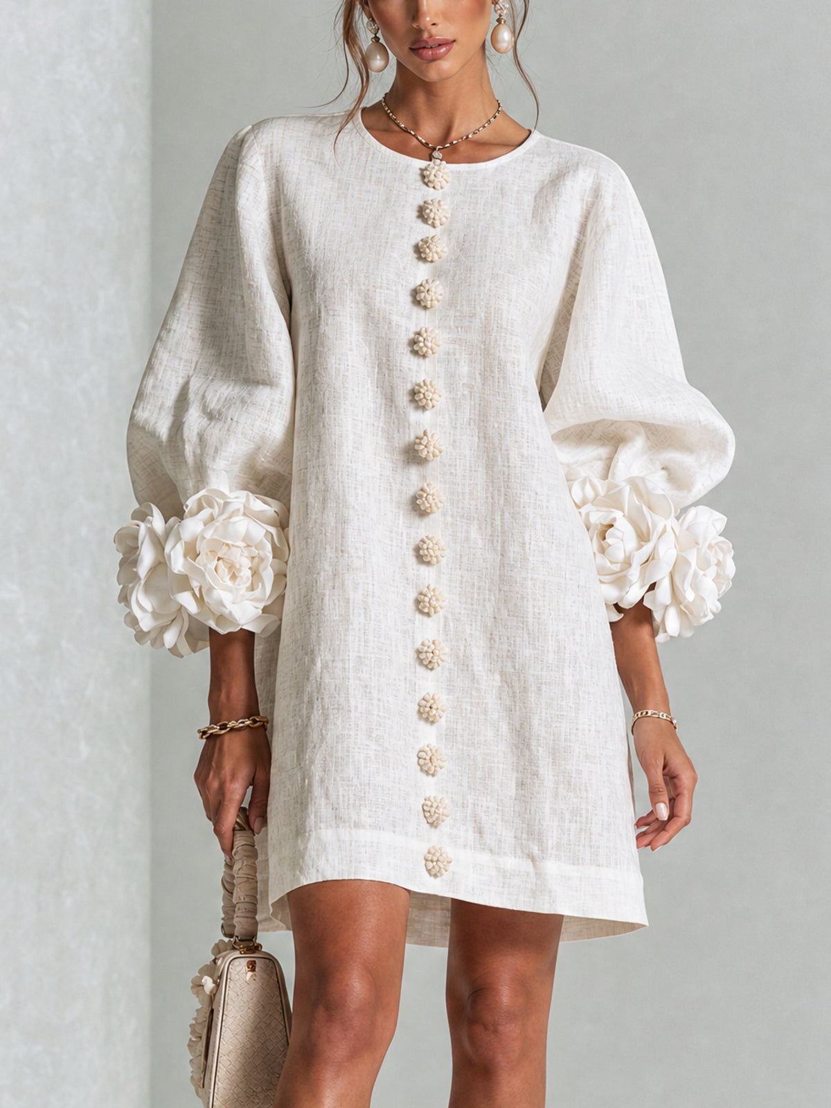 Charlotte™ | Elegant Floral Cuff Mini Dress