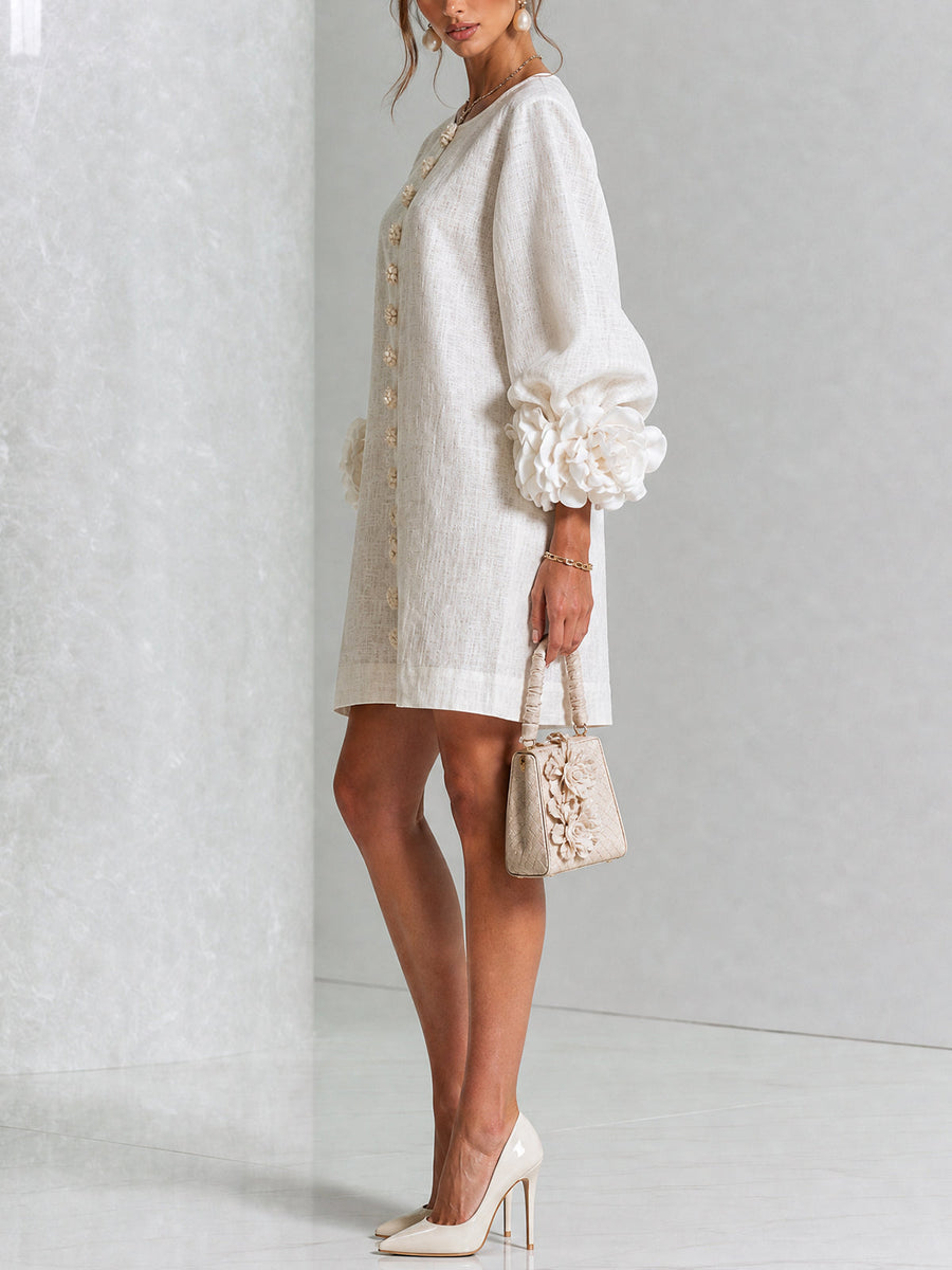 Charlotte™ | Elegant Floral Cuff Mini Dress