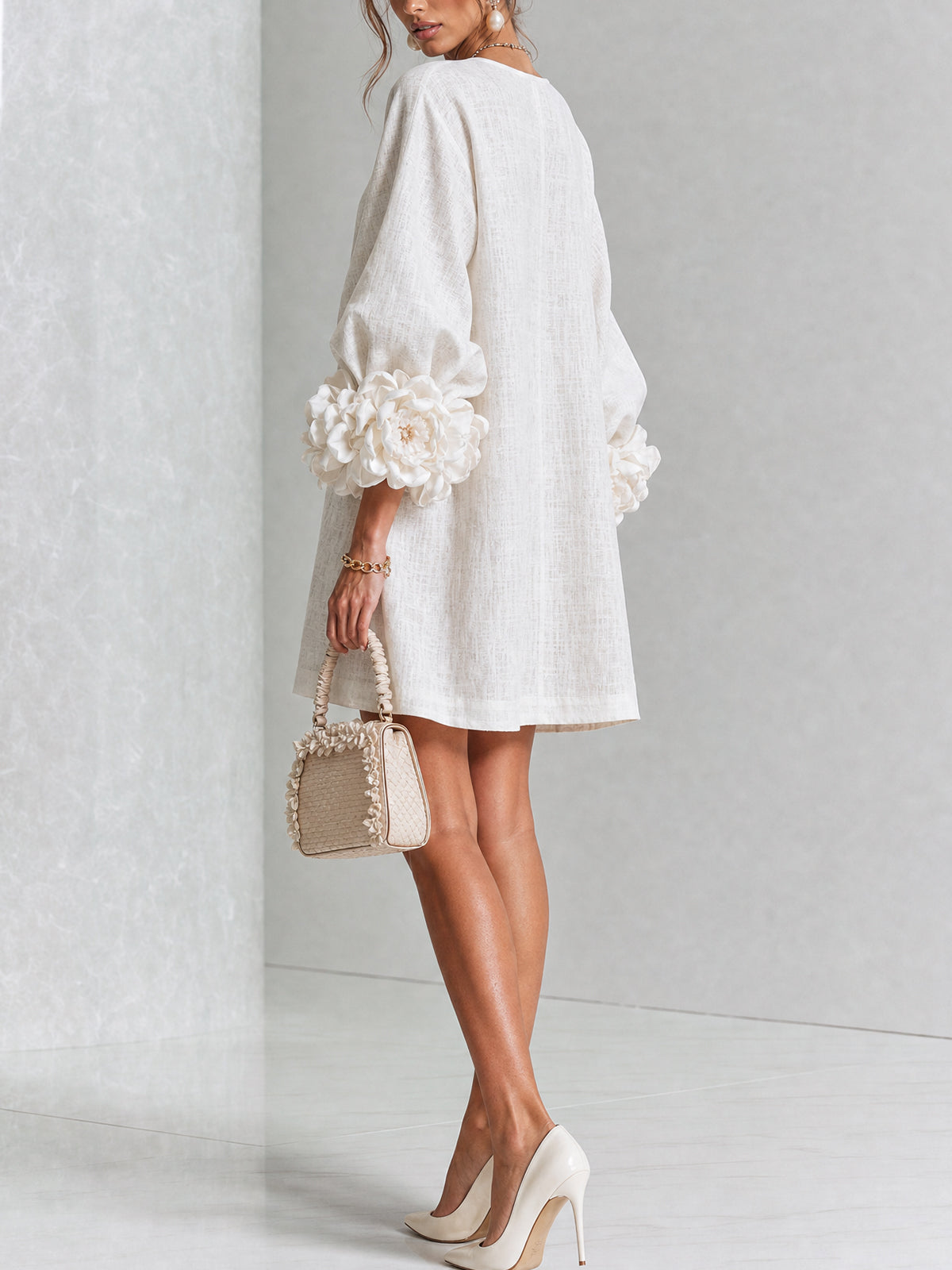 Charlotte™ | Elegant Floral Cuff Mini Dress