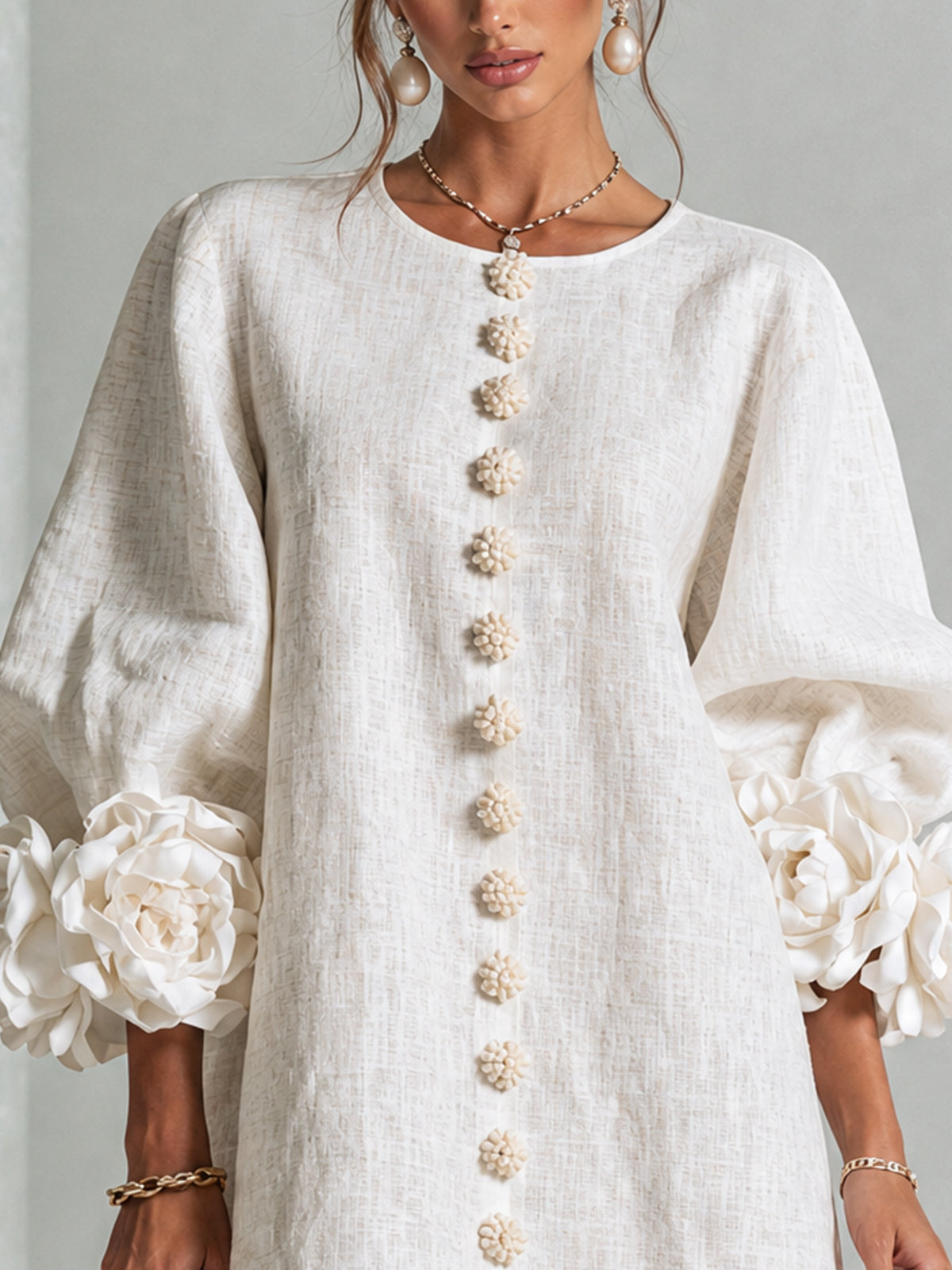 Charlotte™ | Elegant Floral Cuff Mini Dress